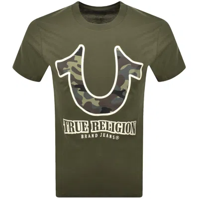 True Religion Camo Logo T Shirt Green In Gray