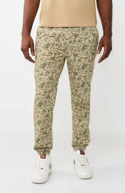 True Religion Camo Print Joggers In Neutral