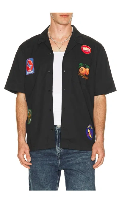 True Religion Camp Collar Shirt In Black