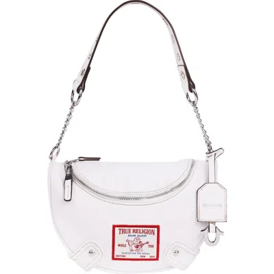 True Religion Chain Handle Denim Hobo In White