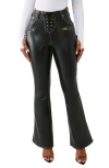 True Religion Charlie Lace-up Faux Leather Flare Pants In Black