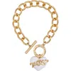 True Religion Chunky Heart Charm Bracelet In Gold