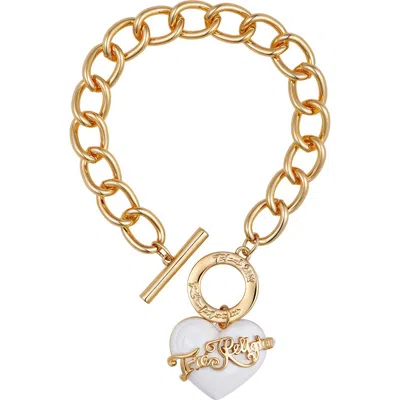True Religion Chunky Heart Charm Bracelet In Gold