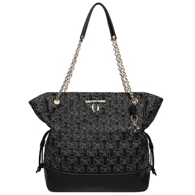 True Religion Cinch Side Soft Logo Tote In Black
