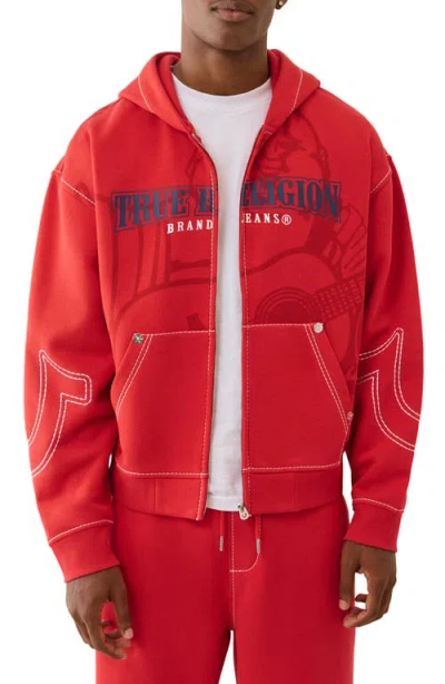 TRUE RELIGION TRUE RELIGION CINCHED BIG T COTTON BLEND ZIP HOODIE
