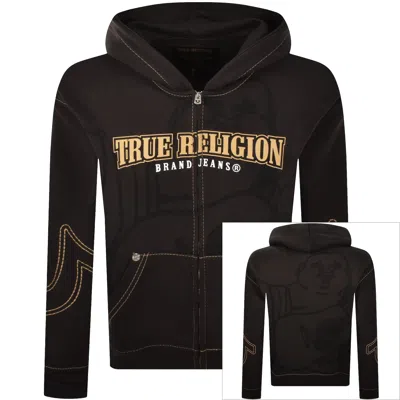 True Religion Cinched Zip Up Hoodie Brown