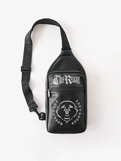 True Religion Circular Buddha Face Sling Bag In Black