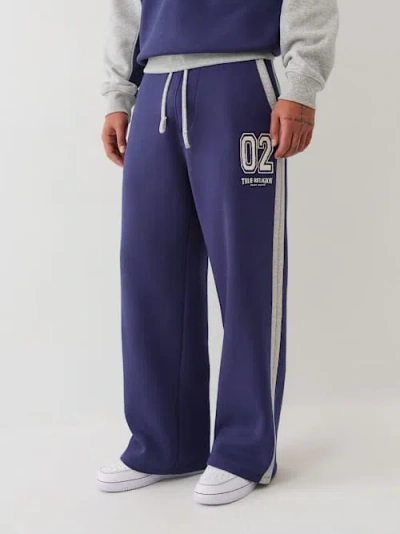 True Religion Color Blocked Baggy Sweatpant In Gray