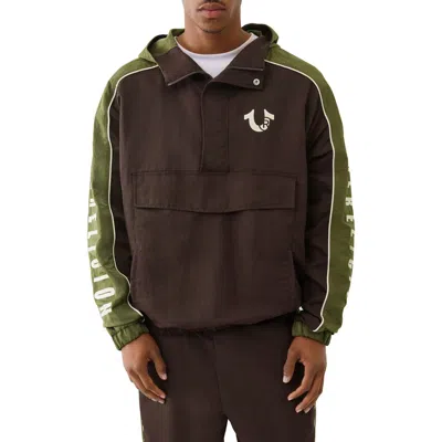 True Religion Colorblock Anorak Pullover Jacket In Brown