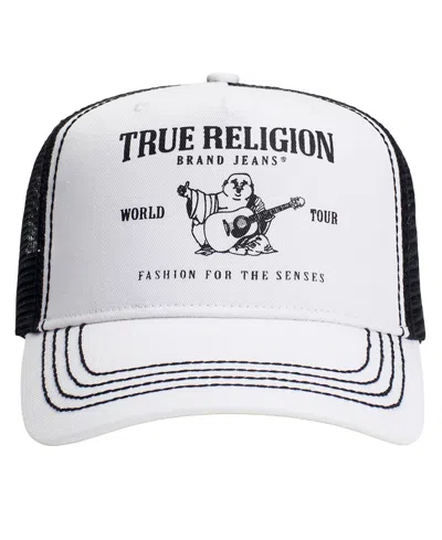 True Religion Colorblock Snapback Trucker Hat In White
