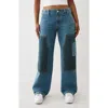 True Religion Colorblock Wide Leg Carpenter Jeans In Blue