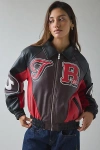 True Religion Colorblocked Faux Leather Varsity Jacket In Red, Women's At Urban Outfitters In Red