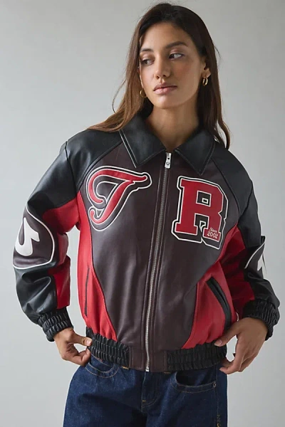 True Religion Colorblocked Faux Leather Varsity Jacket In Red, Women's At Urban Outfitters