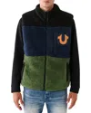True Religion Colorblocked Sherpa Vest In Jet Blacked
