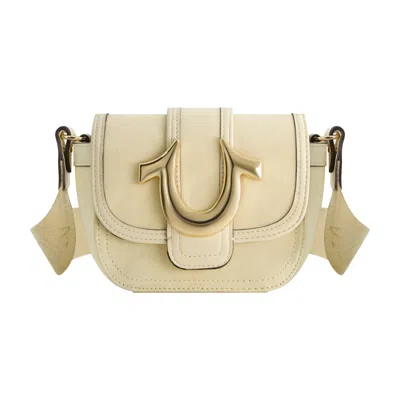 True Religion Colored Denim Mini Horseshoe Flap Bag In White