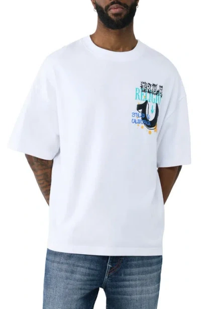 True Religion Concert Buddha Oversized Cotton Graphic T-shirt In White