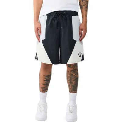 True Religion Contrast Panel Track Shorts In Black