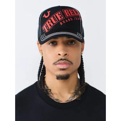 True Religion Contrast Stitch Logo Baseball Hat In Black