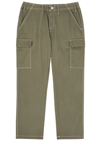True Religion Contrast-stitch Twill Cargo Trousers In Khaki