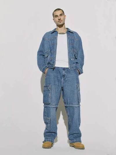 True Religion Convertible Big T Zip Cargo Jean In Blue