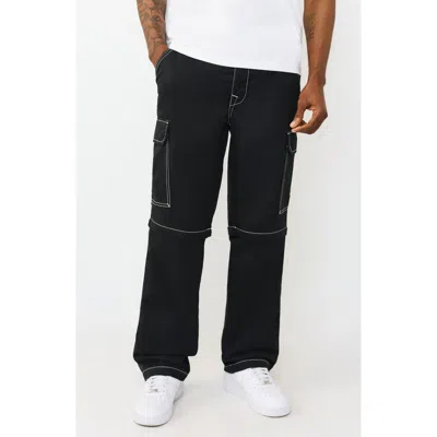 True Religion Convertible Zipper Cargo Pants In Black