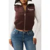 True Religion Corduroy Faux Shearling Lined Quilted Puffer Vest In Brown