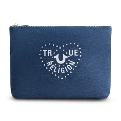 True Religion Cosmetic Bag With Side Pocket In Gold