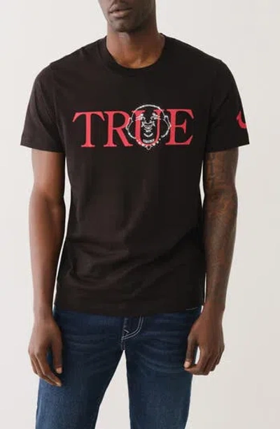 True Religion Cotton Graphic T-shirt In Jet Black