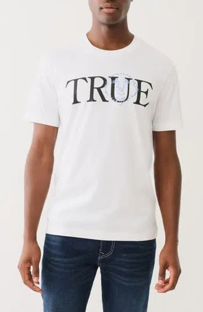 True Religion Men's True Face Short Sleeve T-shirt In Optic White