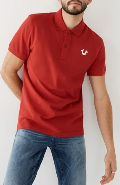 True Religion Crafted With Pride Polo In Ruby Red W Tipping