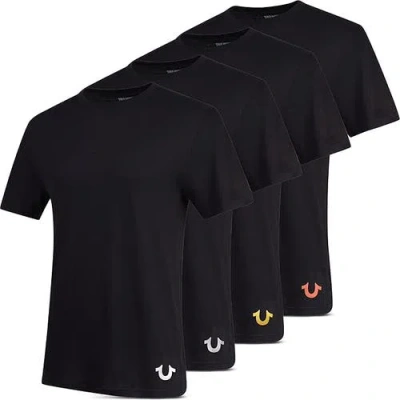 True Religion Crew Neck Undershirts 4 Pack In Black