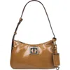 True Religion Crinkle Finish Shoulder Bag In Brown