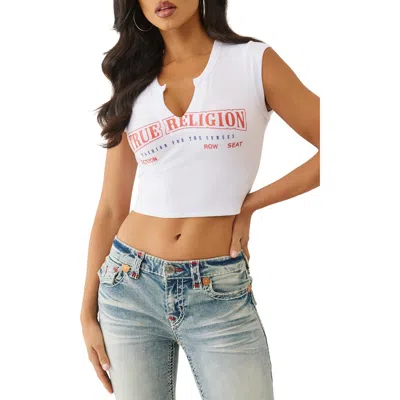 True Religion Crop Graphic T-shirt In White