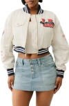 True Religion Crop Varsity Jacket