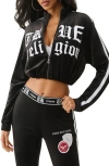 True Religion Crop Velour Track Jacket In Black
