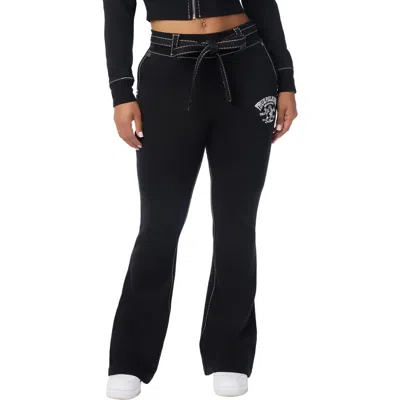 True Religion Crystal Big T Drawsting Bootcut Pants In Jet Black
