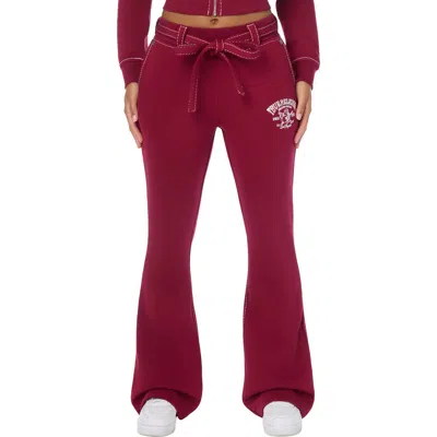 True Religion Crystal Big T Drawsting Bootcut Pants In Rumba Red