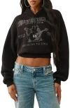 True Religion Crystal Crop Cotton Blend Hoodie In Black