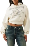 True Religion Crystal Crop Cotton Blend Hoodie In White
