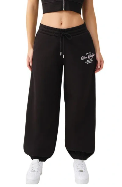 True Religion Crystal Embellished Baggy Joggers In Black