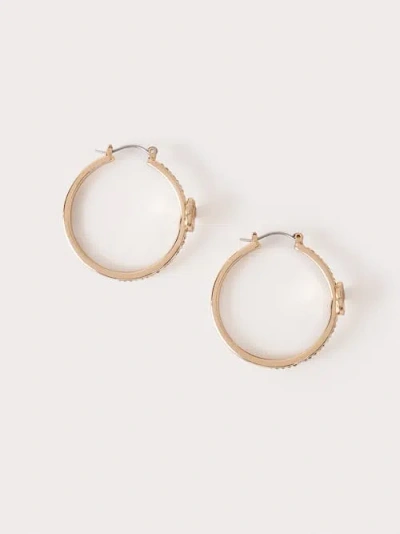 True Religion Crystal Horseshoe Hoop Earrings In Gold
