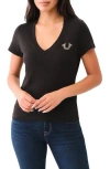 True Religion Crystal Horseshoe V-neck T-shirt