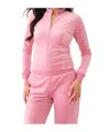 True Religion Crystal Horseshoe Velour Track Jacket In Pale Pink