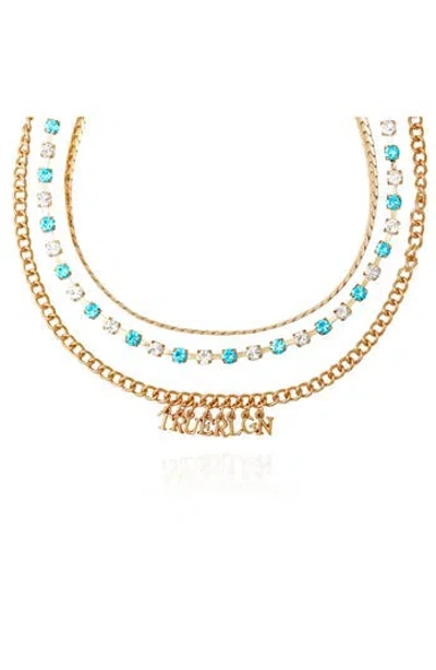 True Religion Crystal Layered Chain Necklace In Gold