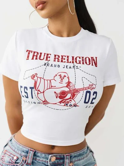 True Religion Crystal Logo Baby T-shirt In White