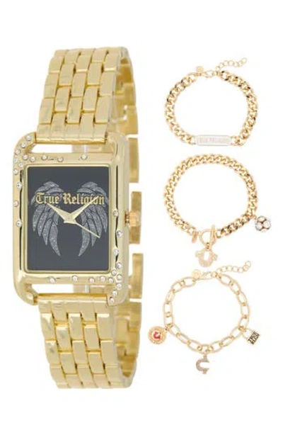True Religion Crystal Logo Bracelet Watch, 25mm In Gold