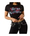 True Religion Crystal Logo Buddha Baby Tee In Black