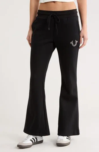 True Religion Crystal Logo Flare Sweatpants In Black