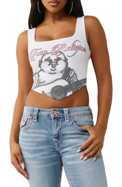 True Religion Crystal Logo Scoopneck Tank In White