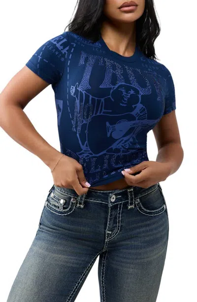 True Religion Crystal Logo T-shirt In Blue